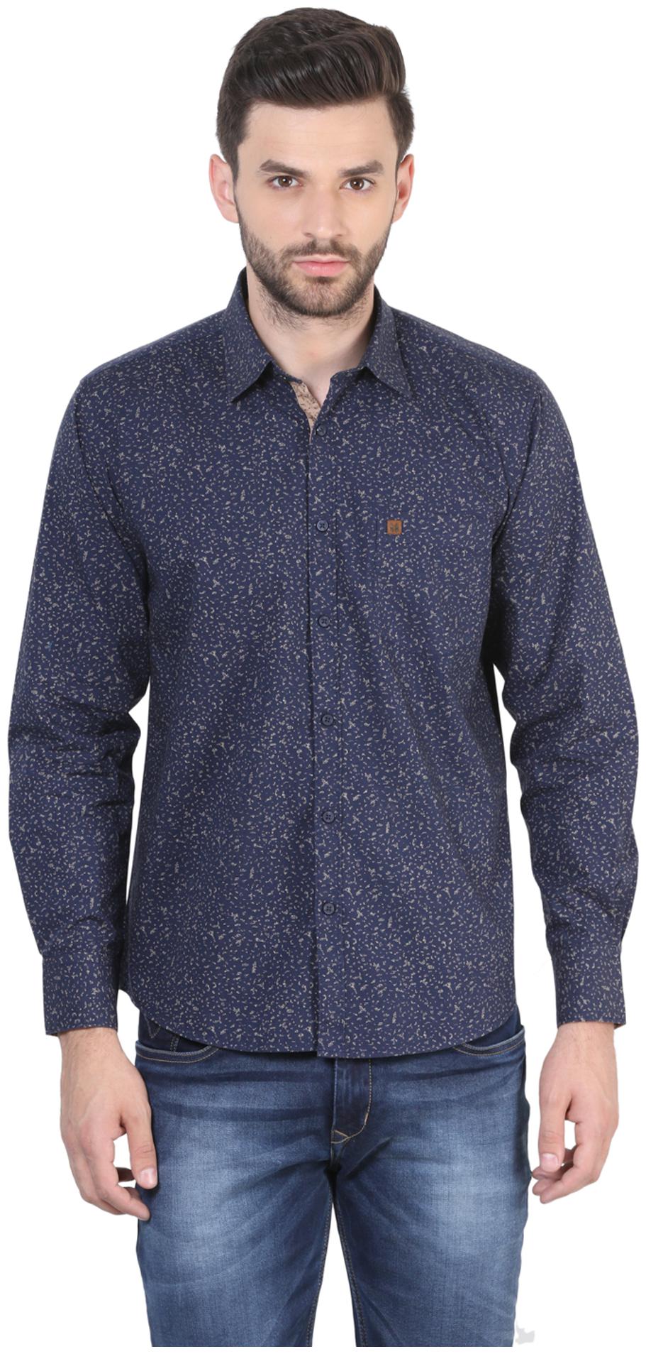 

Crimsoune Club Men Blue Printed Slim Fit Casual Shirt
