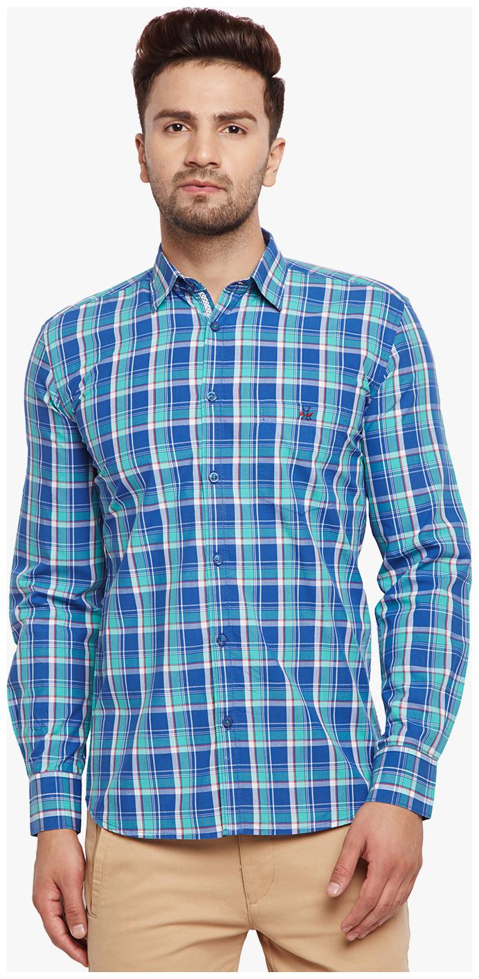 

Crimsoune Club Men Blue Checked Slim Fit Casual Shirt