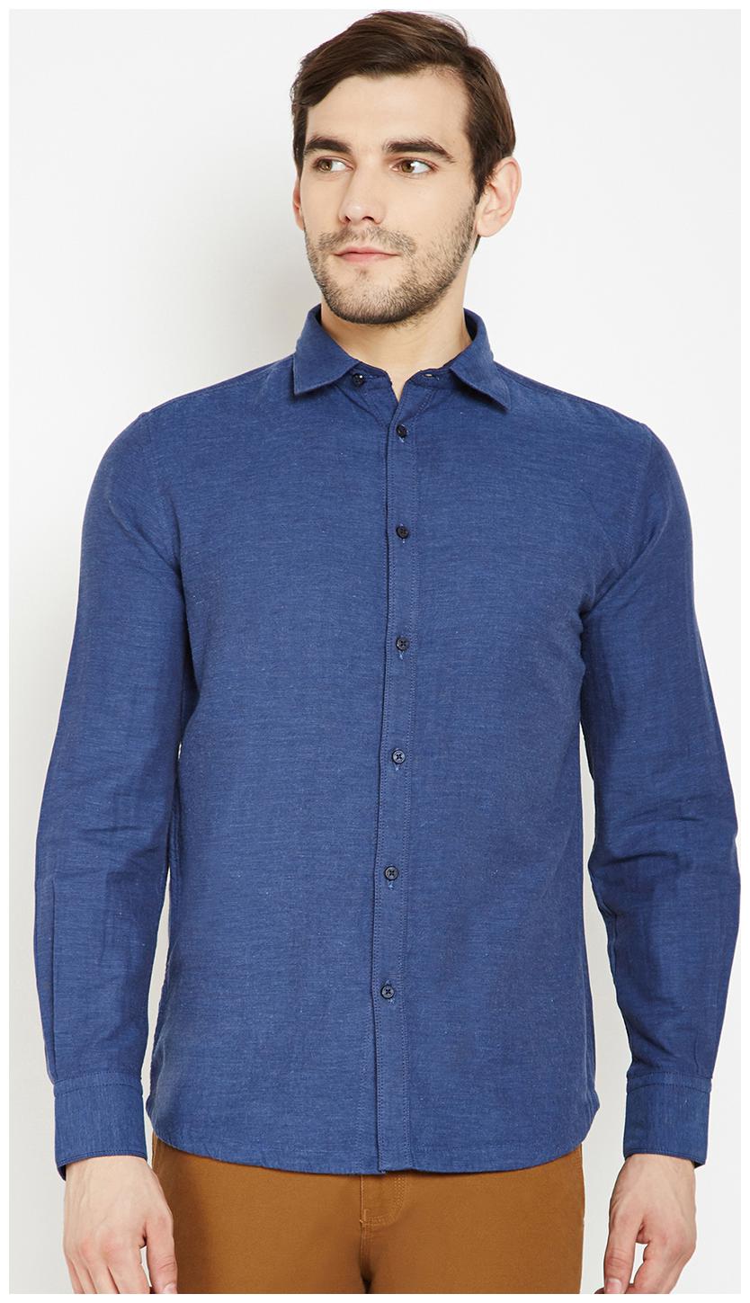 

Crimsoune Club Men Blue Solid Slim Fit Casual Shirt