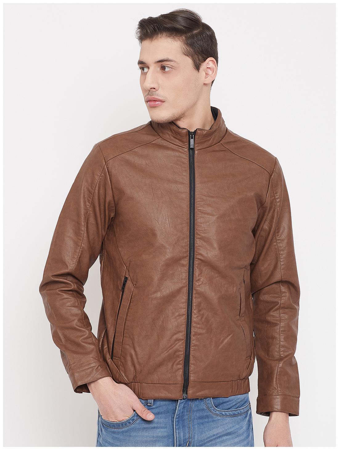 

Crimsoune Club Men Brown Solid Biker jacket