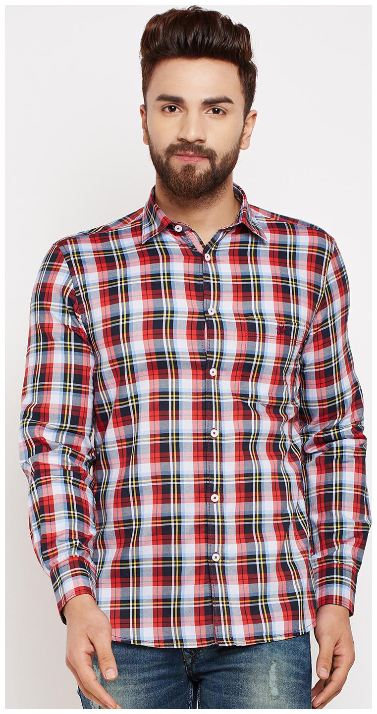 

Crimsoune Club Men Red Checked Slim Fit Casual Shirt
