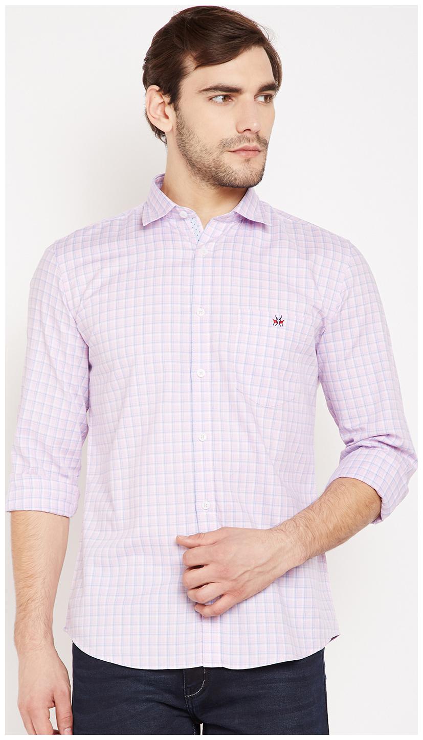 

Crimsoune Club Men Pink Checked Slim Fit Casual Shirt