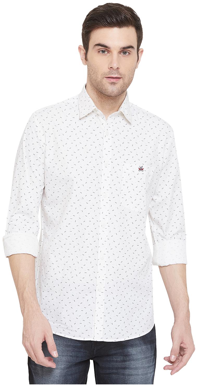 

Crimsoune Club Men White Printed Slim Fit Casual Shirt