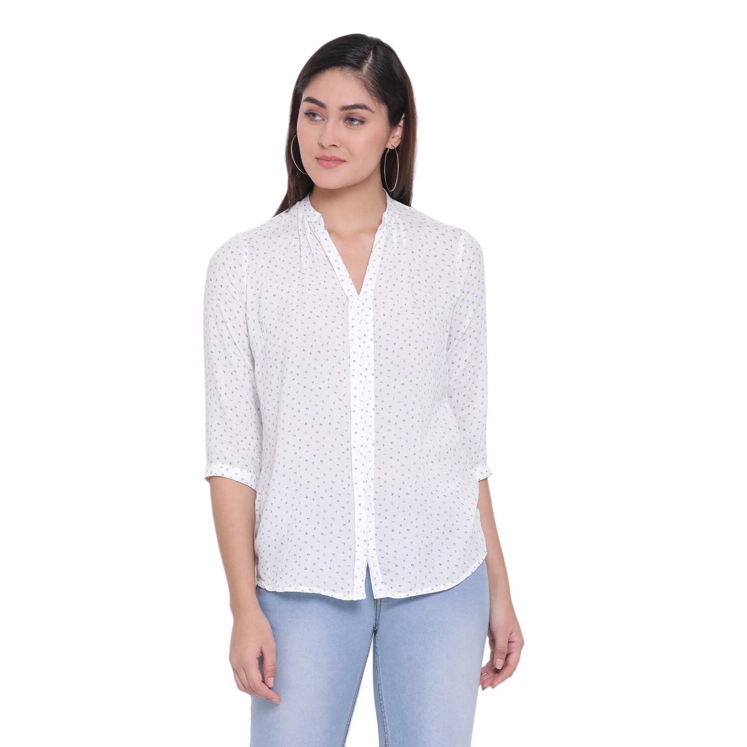 

Crimsoune Club Women White Printed Slim Fit Shirt