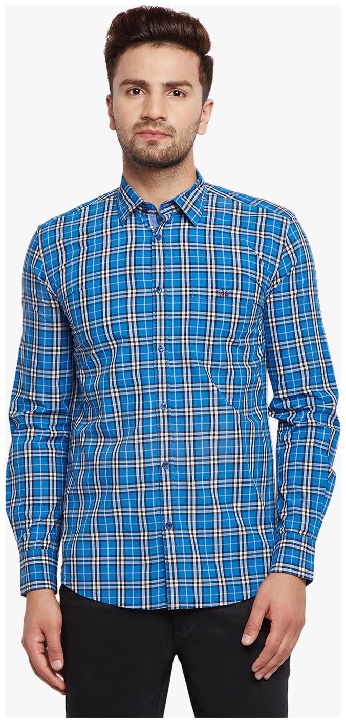 

Crimsoune Club Men Blue Checked Slim Fit Casual Shirt