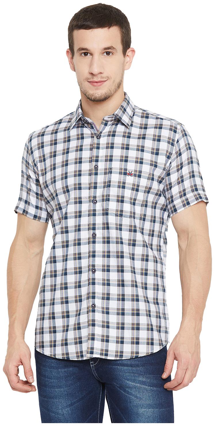 

Crimsoune Club Men White Checked Slim Fit Casual Shirt