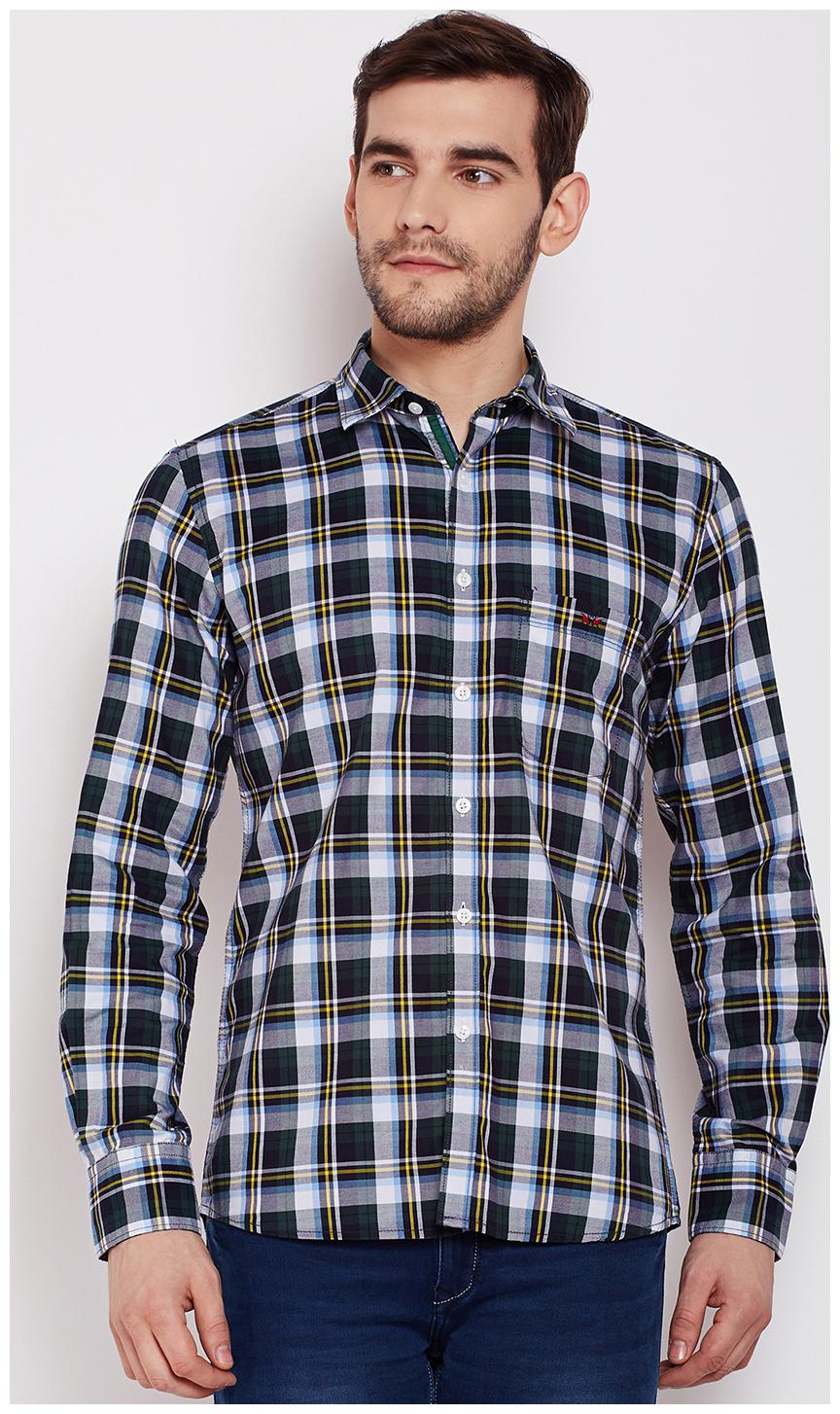 

Crimsoune Club Men Blue Checked Slim Fit Casual Shirt