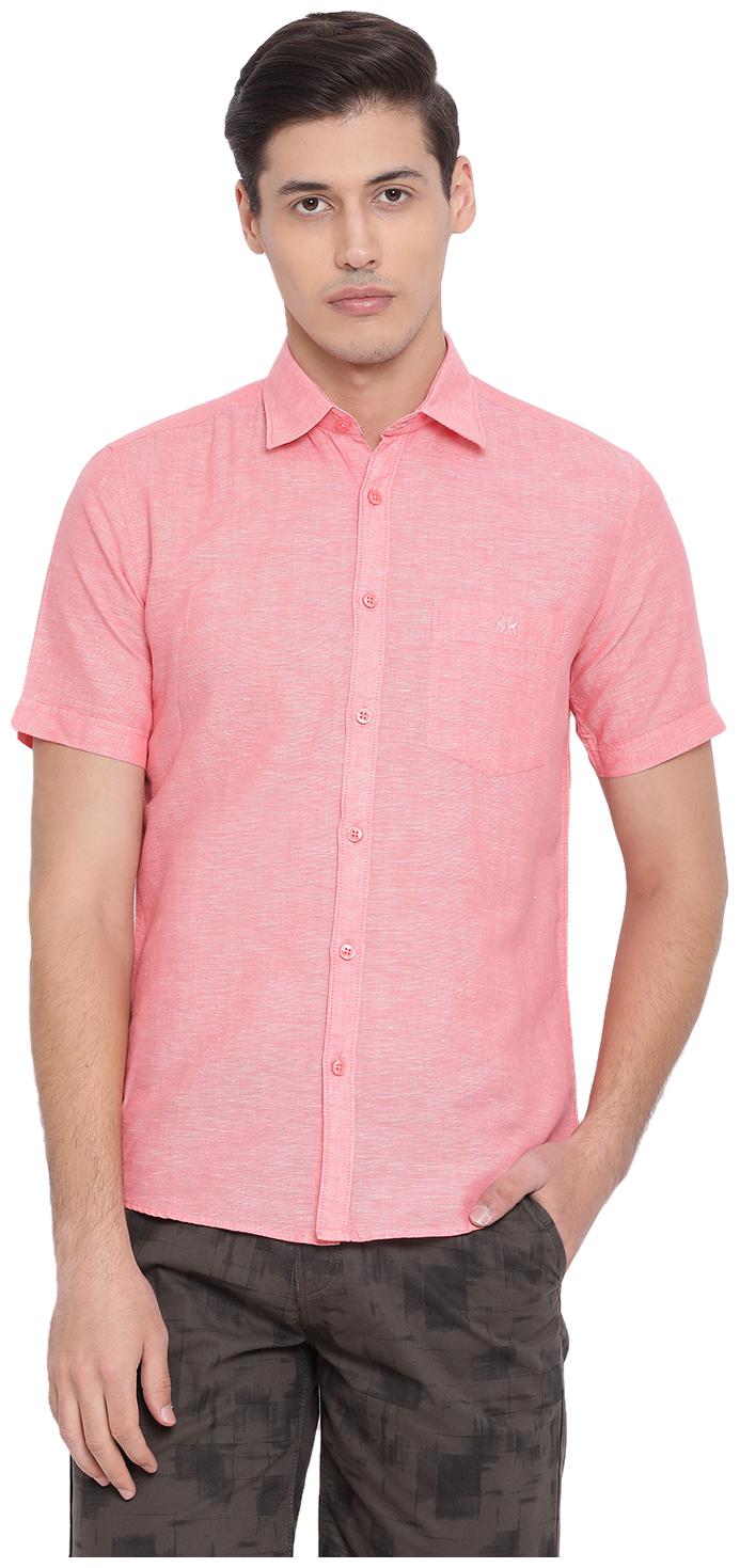 

Crimsoune Club Men Pink Solid Slim Fit Casual Shirt