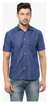 

Crimsoune Club Men Blue Printed Slim Fit Casual Shirt