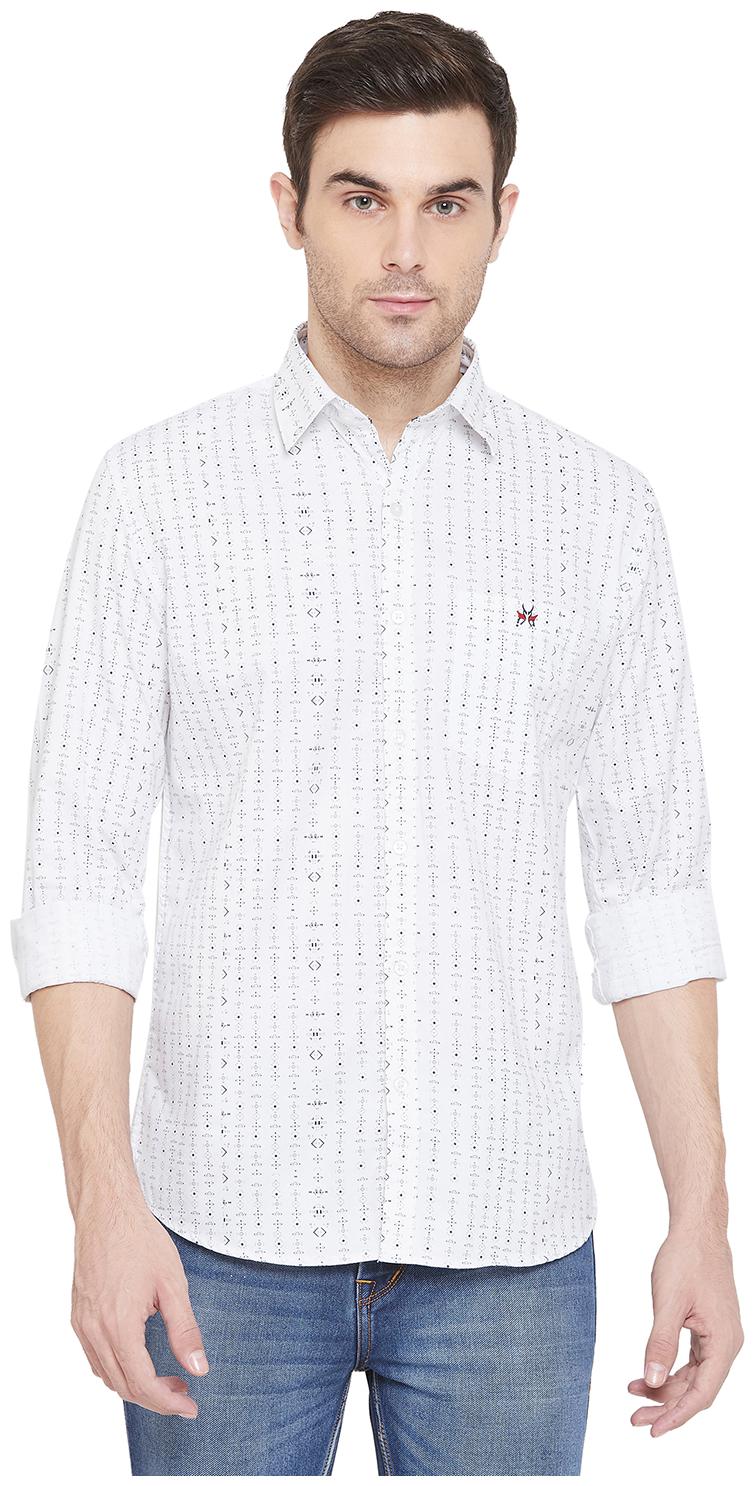 

Crimsoune Club Men White Printed Slim Fit Casual Shirt