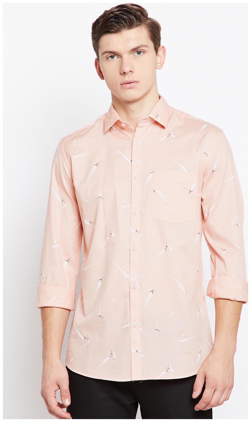 

Crimsoune Club Men Pink Printed Slim Fit Casual Shirt