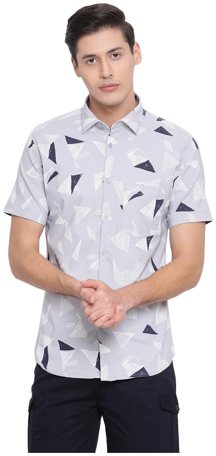 

Crimsoune Club Men Navy Blue Printed Slim Fit Casual Shirt