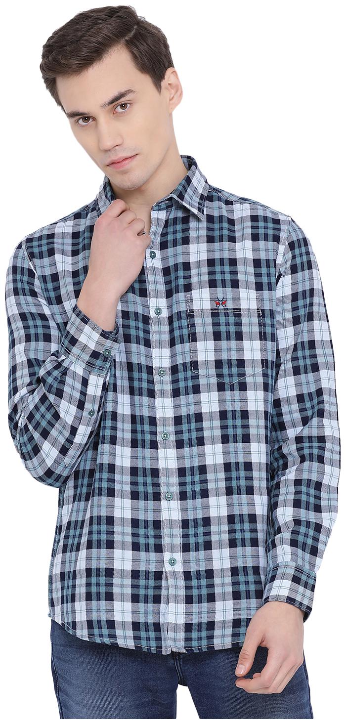 

Crimsoune Club Men Blue Checked Slim Fit Casual Shirt