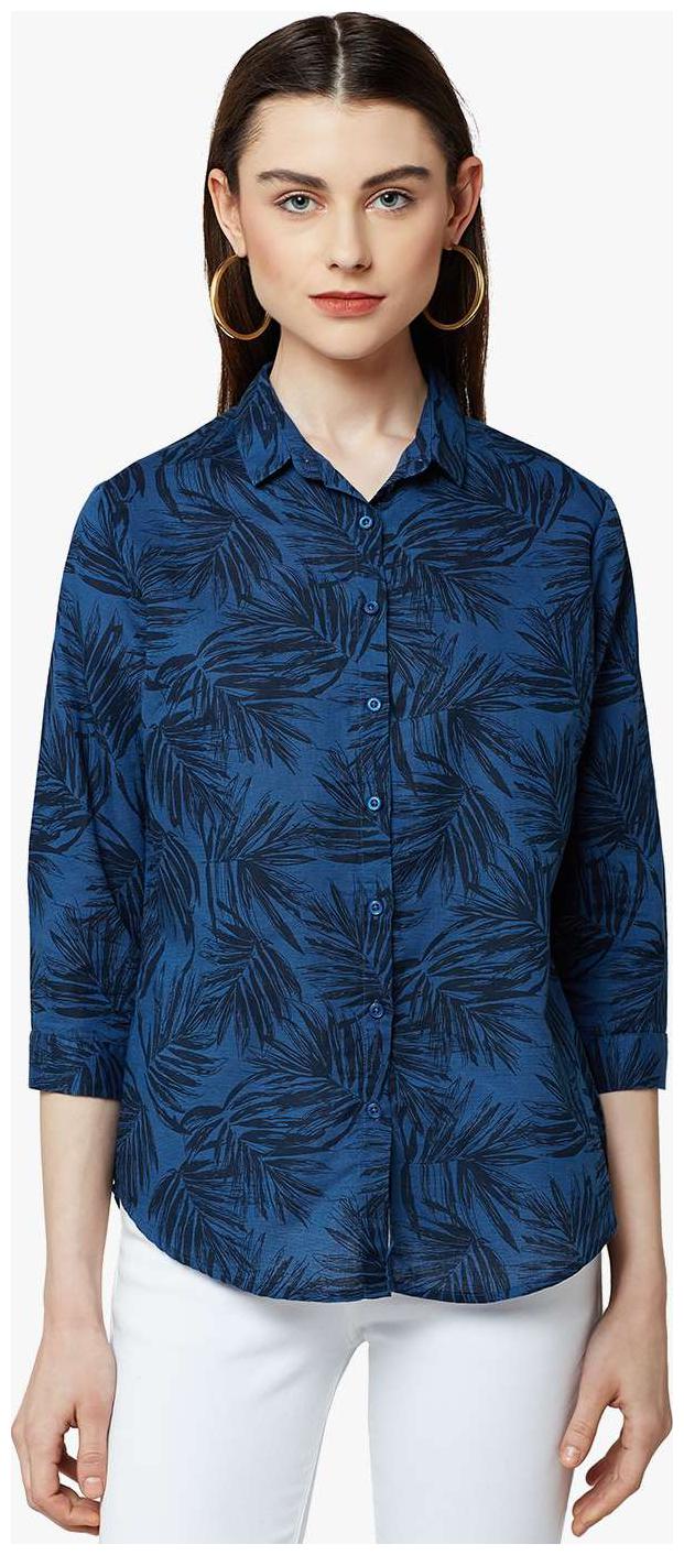

Crimsoune Club Women Blue Solid Regular Fit Shirt
