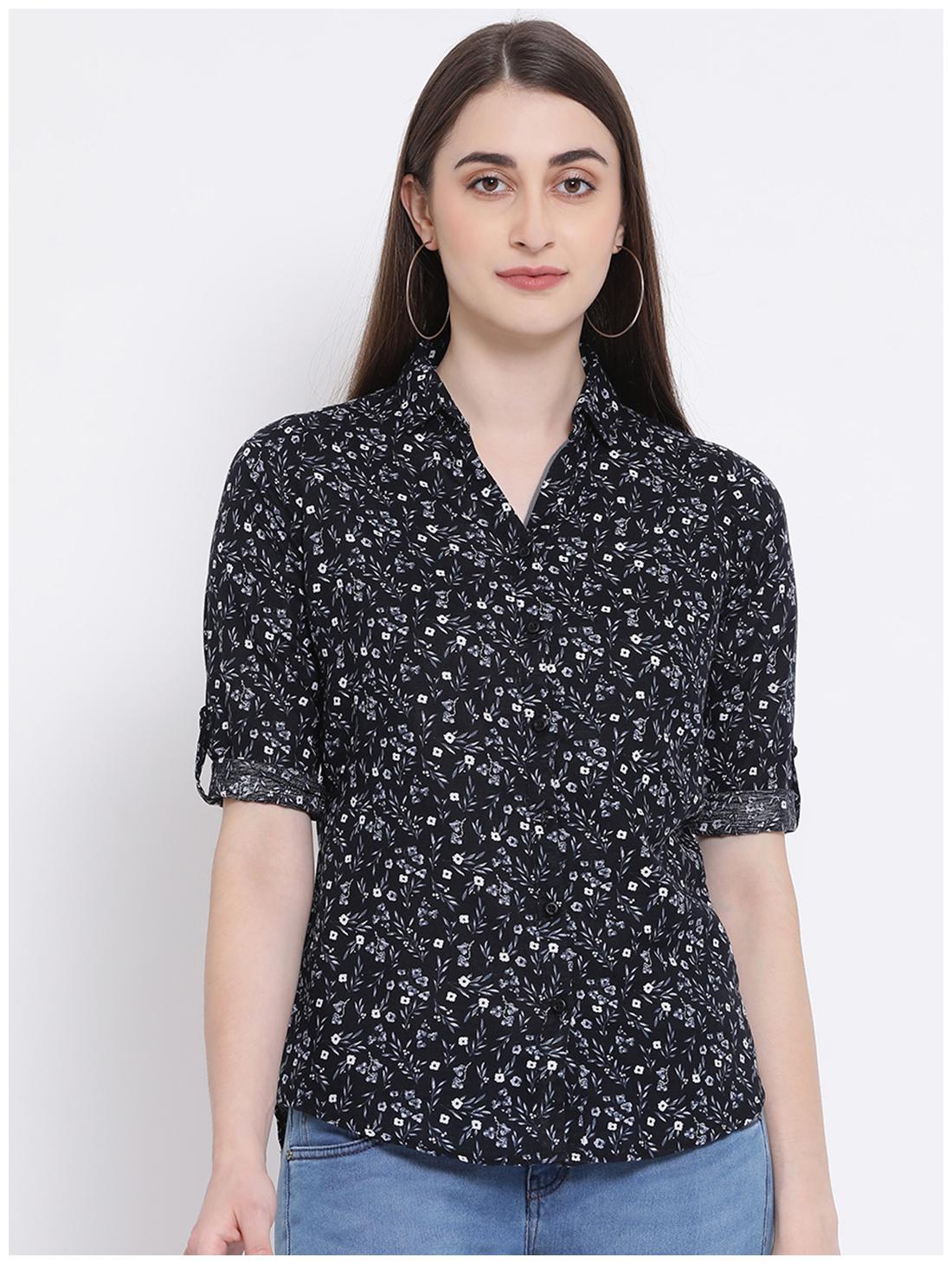 

Crimsoune Club Women Black Printed Slim Fit Shirt