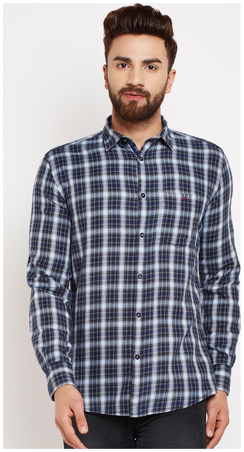 

Crimsoune Club Men Blue Checked Slim Fit Casual Shirt