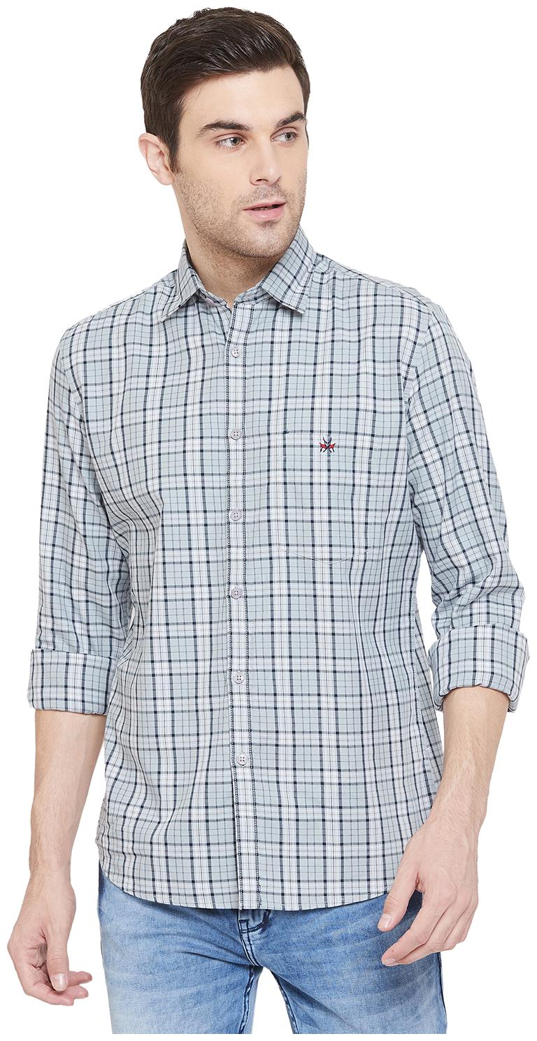 

Crimsoune Club Men Grey Checked Slim Fit Casual Shirt