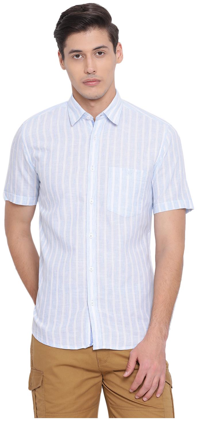 

Crimsoune Club Men Blue Vertical Stripes Slim Fit Casual Shirt
