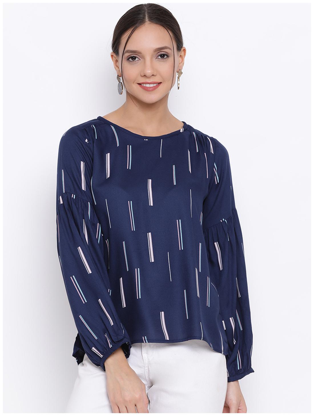 

Crimsoune Club Women Navy Blue Printed Top