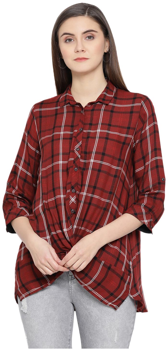 

Crimsoune Club Women Checked Regular top - Maroon