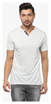 

Crimsoune Club Men White Slim fit Cotton Blend Henley neck T-Shirt - Pack Of 1
