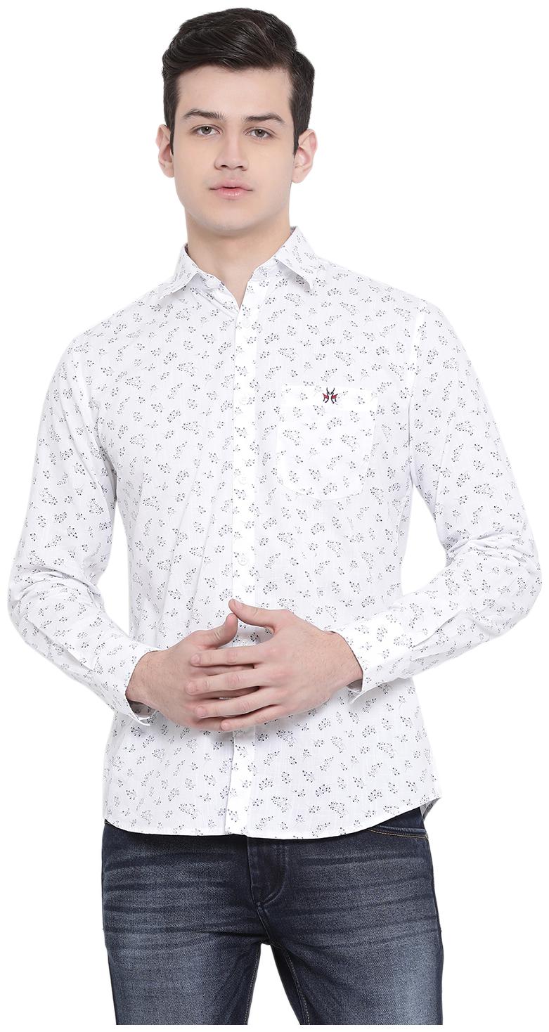 

Crimsoune Club Men White Printed Slim Fit Casual Shirt