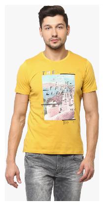 

Crimsoune Club Men Yellow Slim fit Cotton Round neck T-Shirt - Pack Of 1