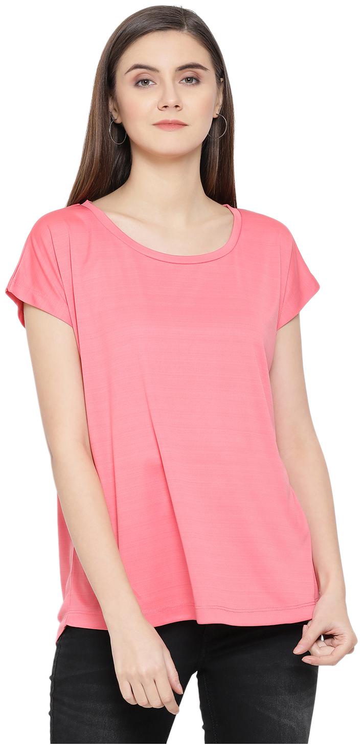 

Crimsoune Club Women Pink Slim fit Round neck Cotton T shirt