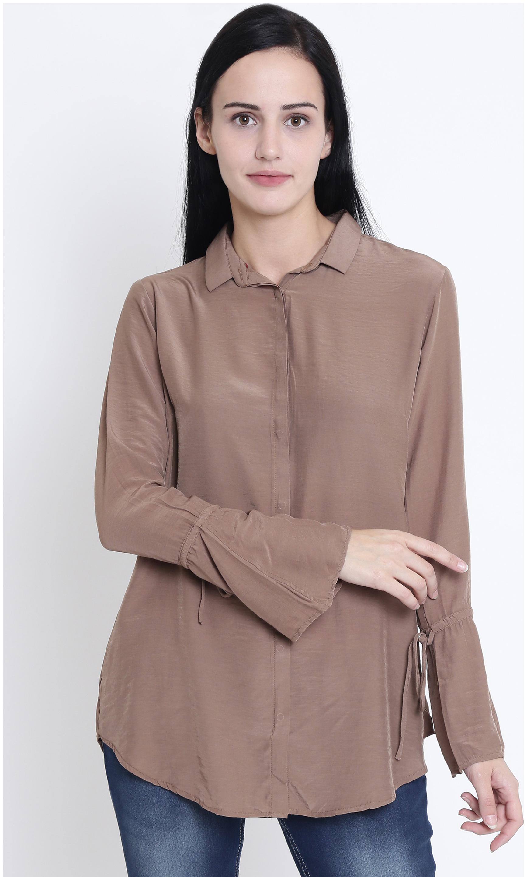 

Crimsoune Club Women Brown Solid Slim Fit Shirt