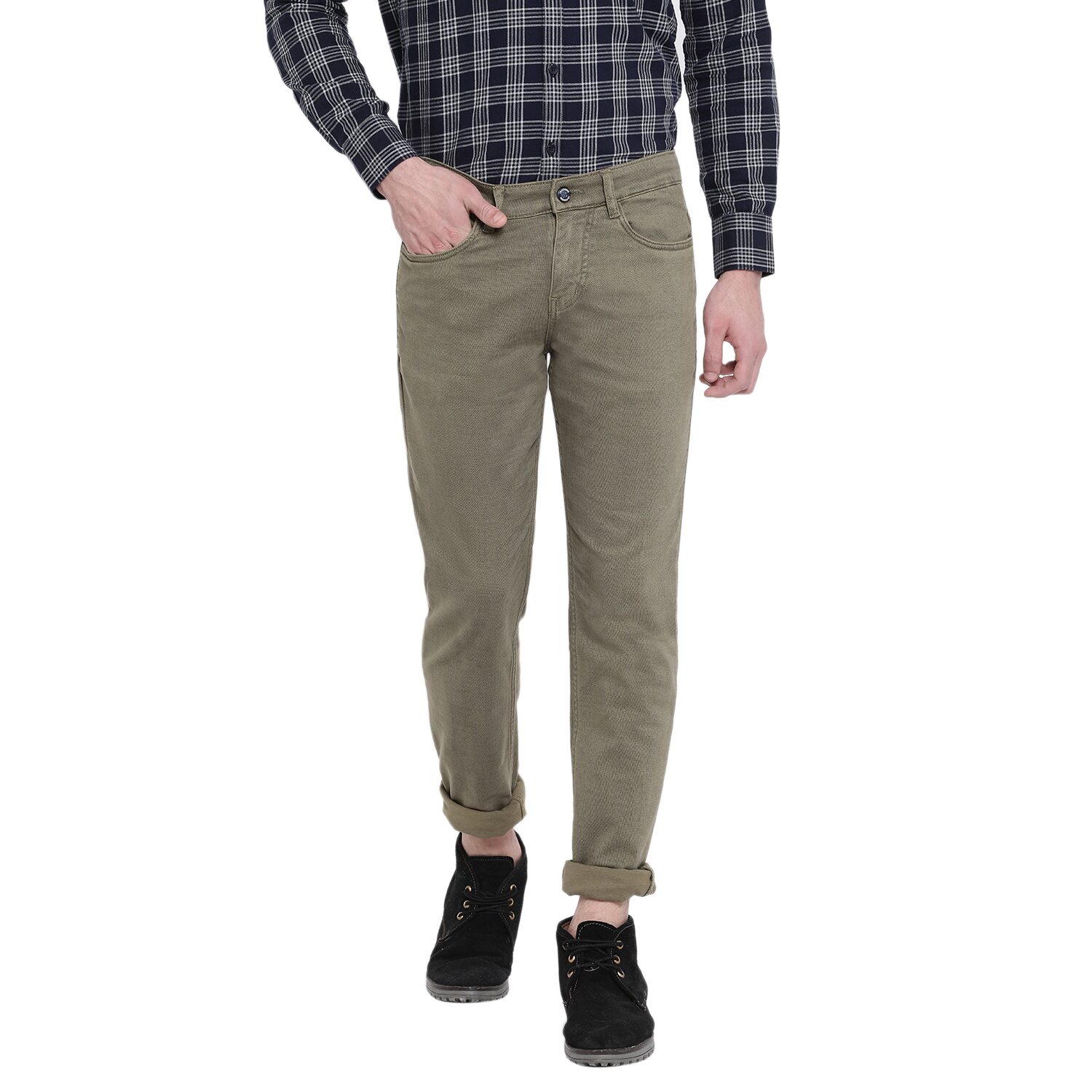 

Crimsoune Club Men Green Solid Slim fit Travel friendly Chinos