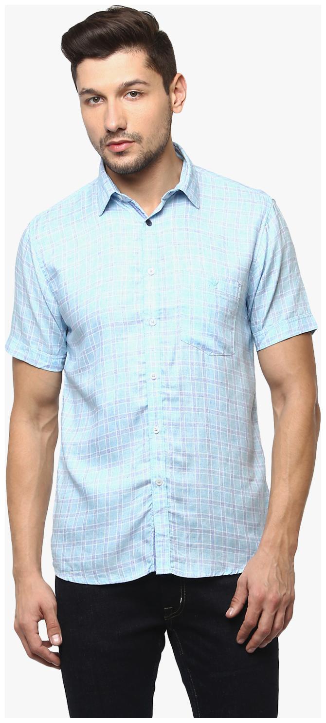 

Crimsoune Club Men Blue Checked Slim Fit Casual Shirt