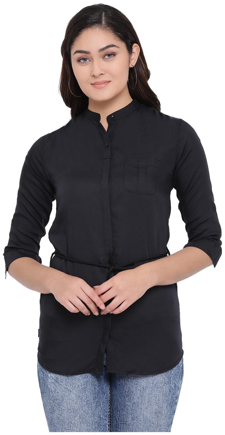 

Crimsoune Club Women Black Solid Slim Fit Shirt