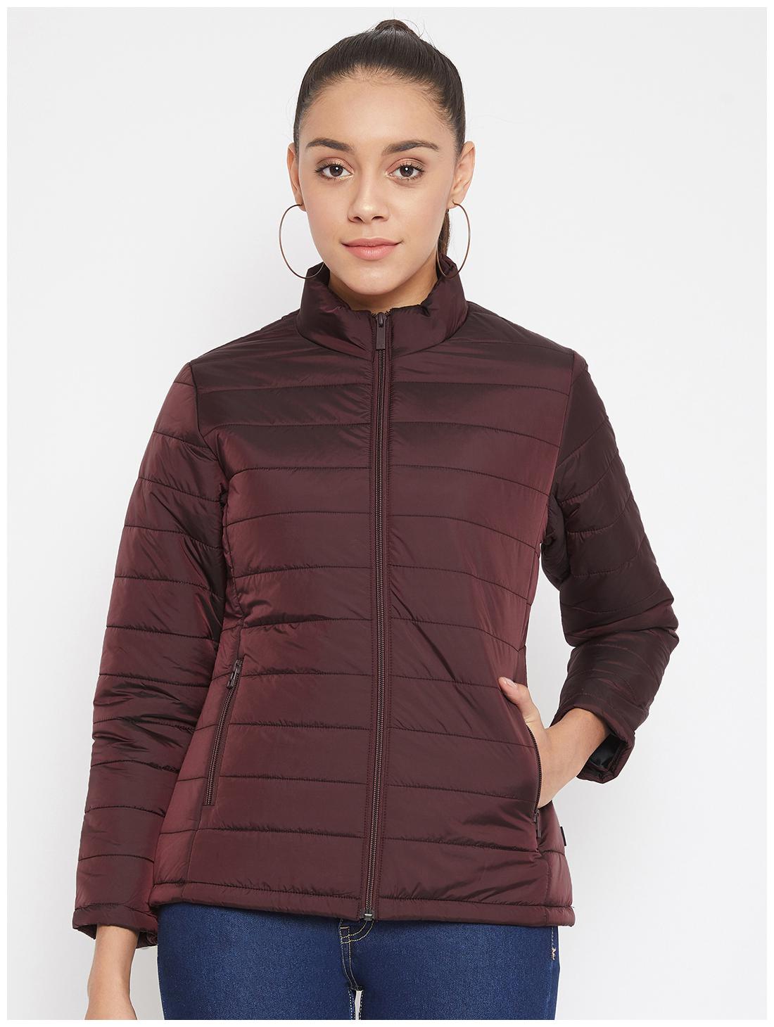 

Crimsoune Club Women Solid Quilted Jacket - Maroon