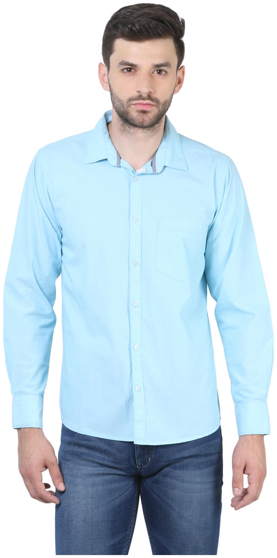 

Crimsoune Club Men Blue Solid Slim Fit Casual Shirt
