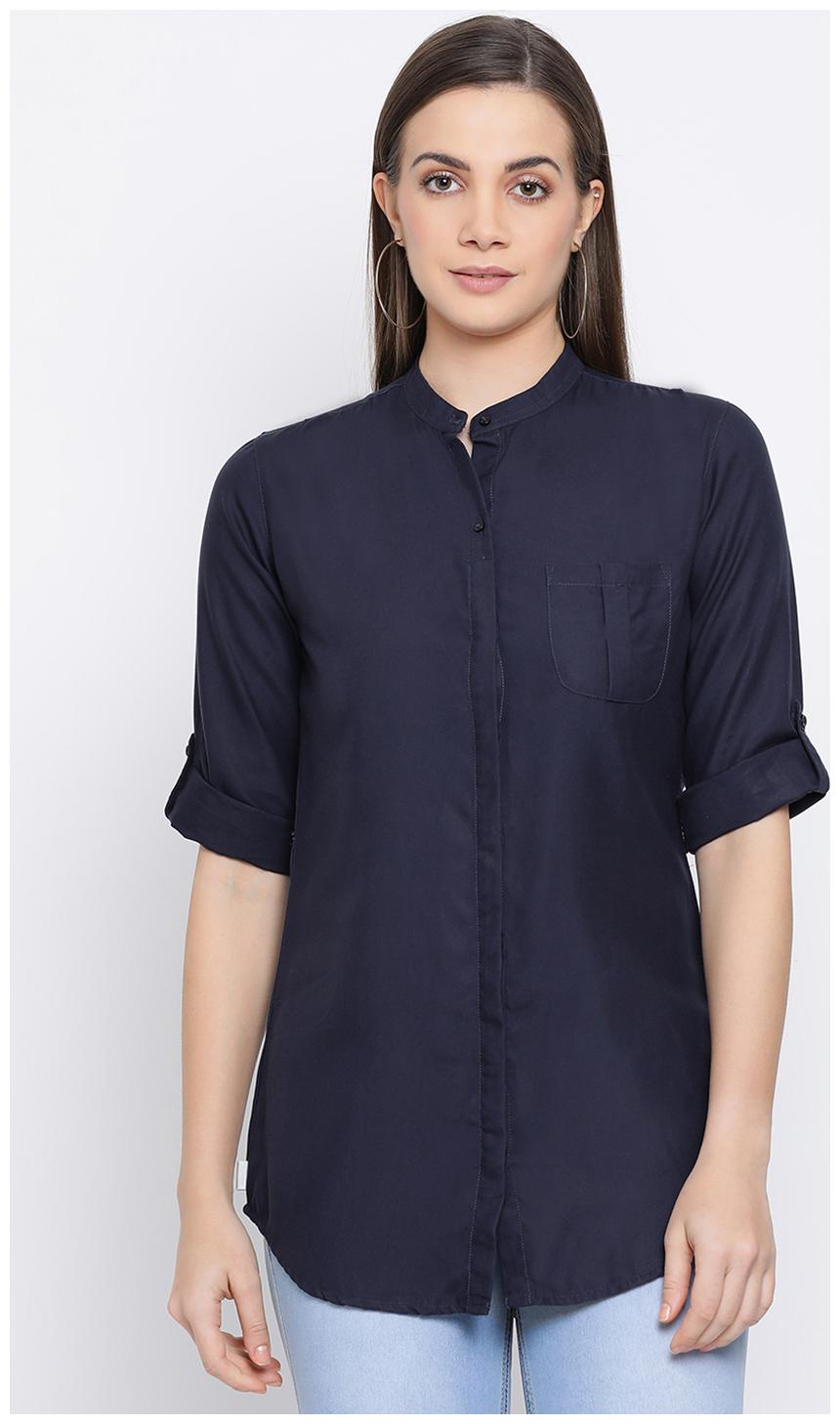 

Crimsoune Club Women Blue Solid Slim Fit Shirt