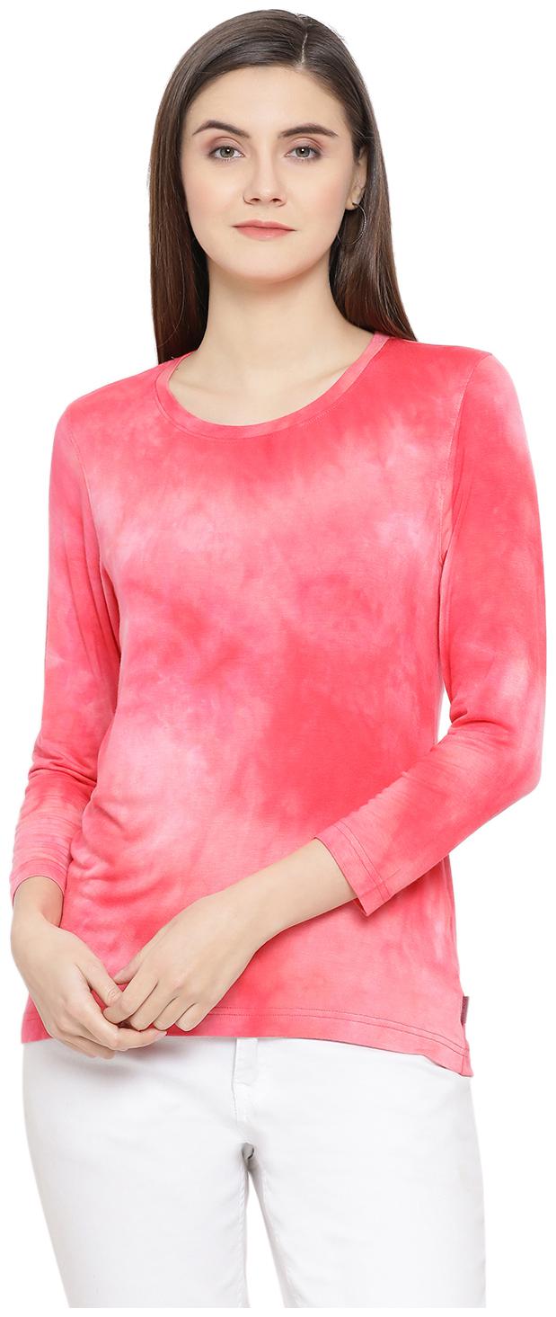 

Crimsoune Club Women Pink Slim fit Round neck Viscose rayon T shirt
