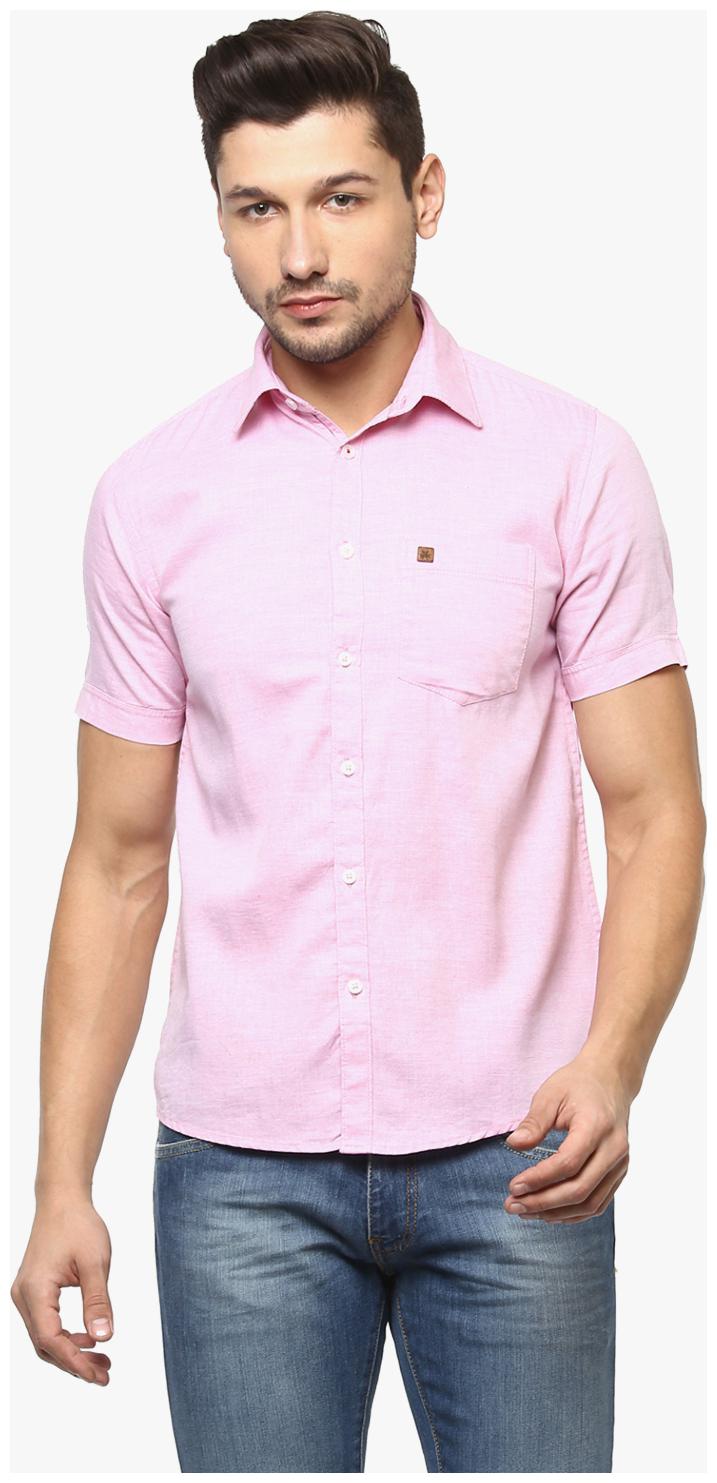 

Crimsoune Club Men Pink Solid Slim Fit Casual Shirt