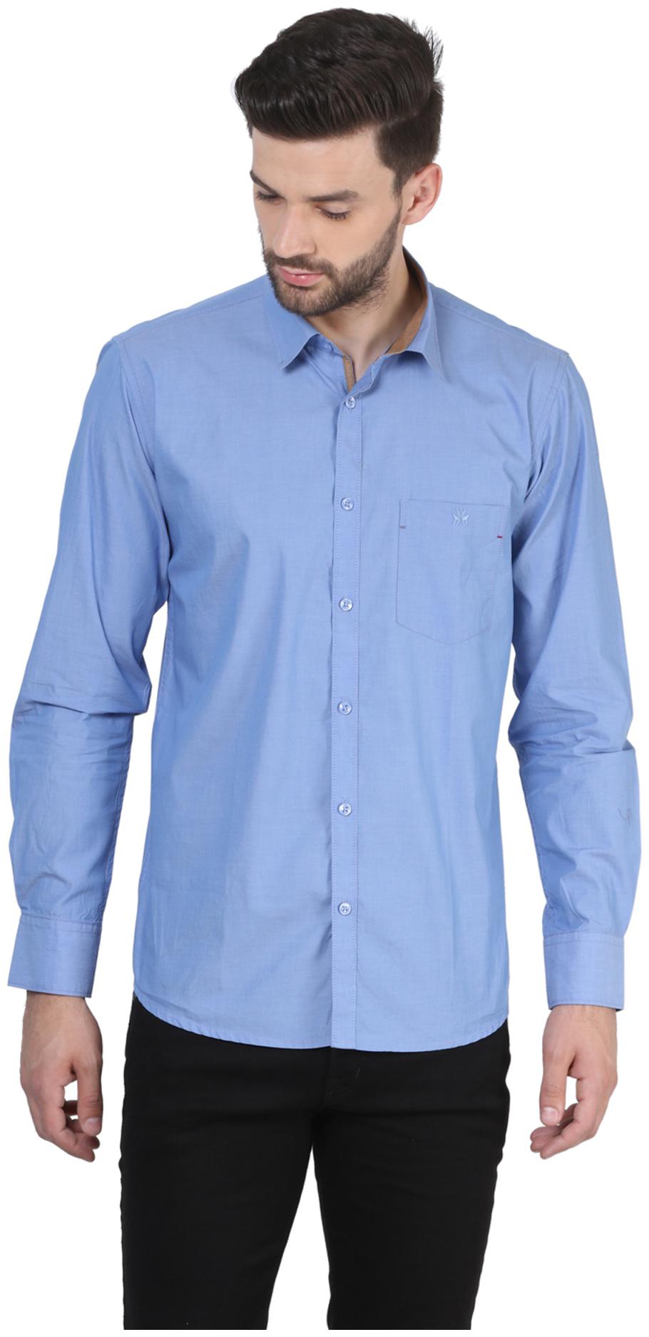 

Crimsoune Club Men Blue Solid Slim Fit Casual Shirt