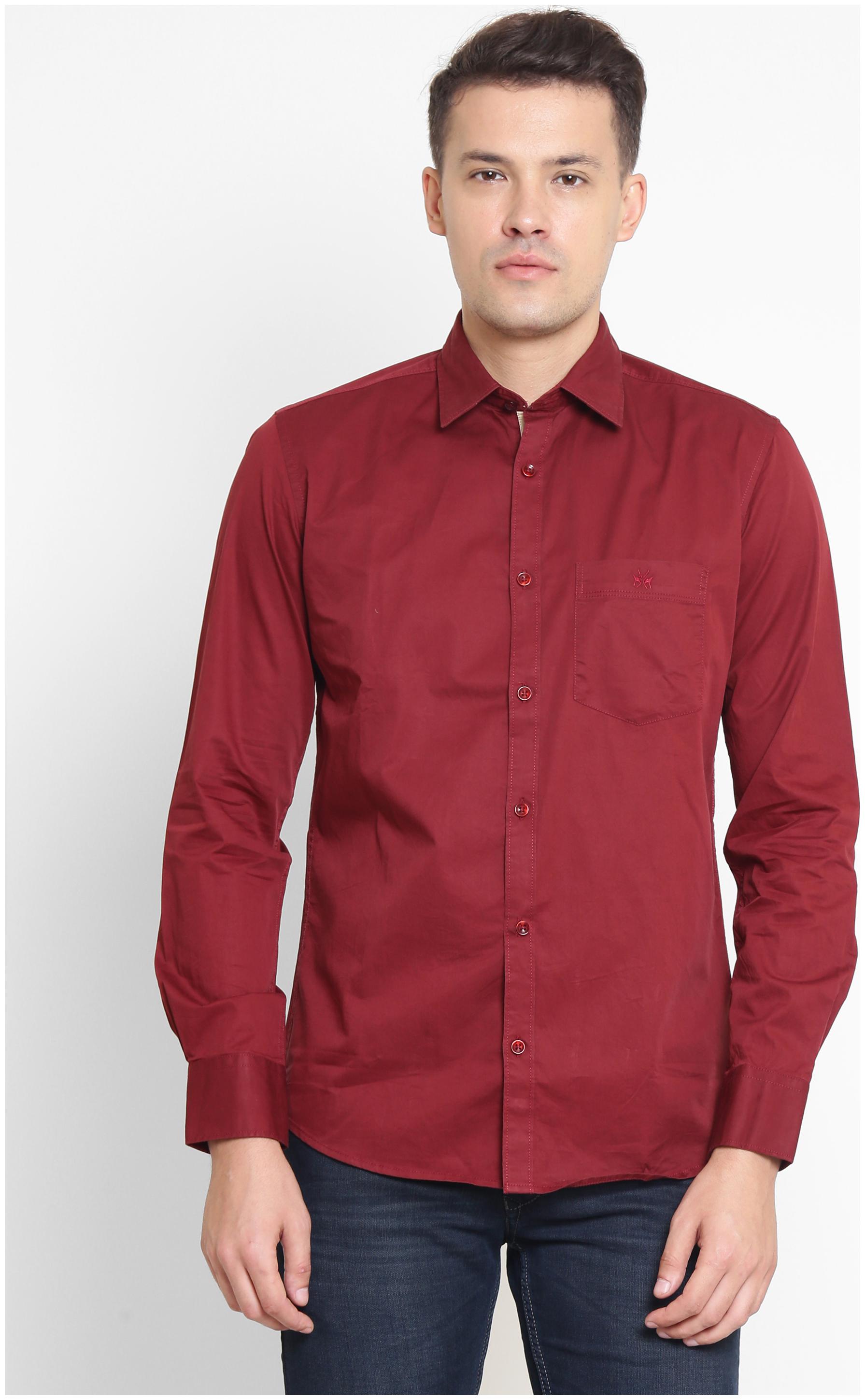 

Crimsoune Club Men Red Solid Slim Fit Casual Shirt