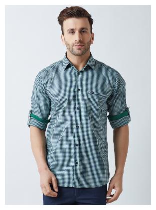 

Crimsoune Club Men Green Checked Slim Fit Casual Shirt