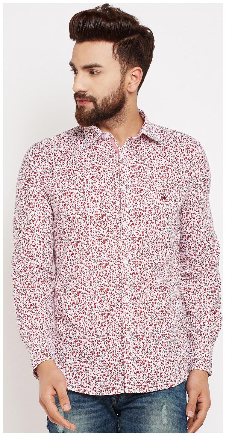 

Crimsoune Club Men Red Printed Slim Fit Casual Shirt
