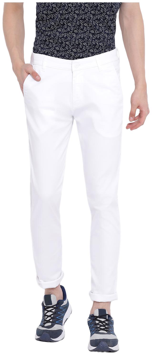 

Crimsoune Club Men White Solid Slim fit Travel friendly Chinos