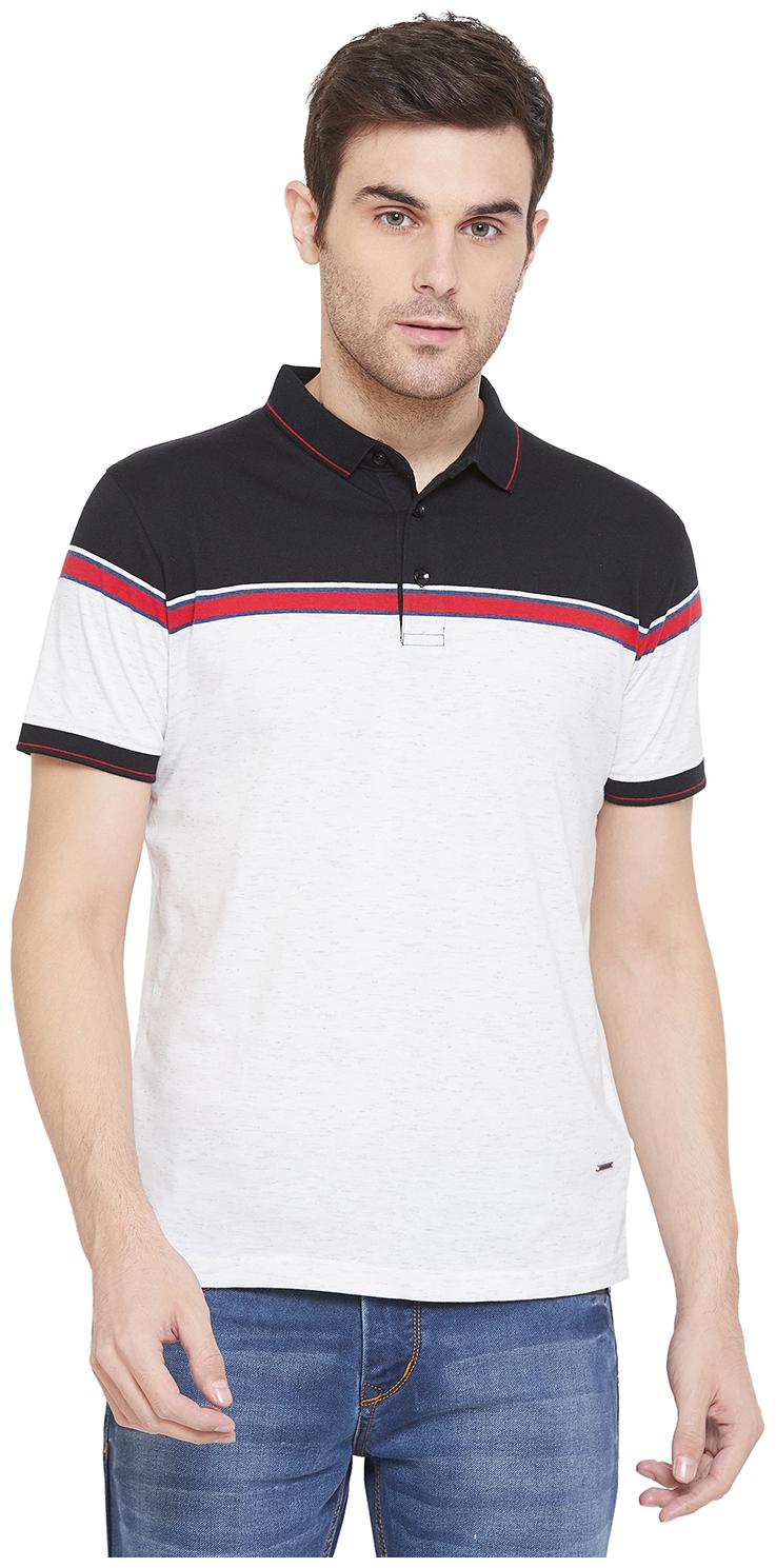 

Crimsoune Club Men White Slim fit Cotton Blend Polo collar T-Shirt - Pack Of 1