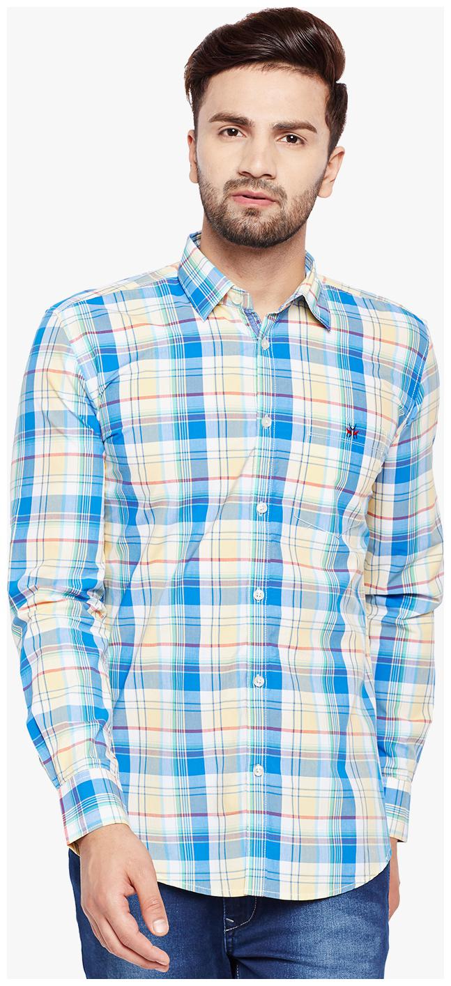 

Crimsoune Club Men Blue Checked Slim Fit Casual Shirt