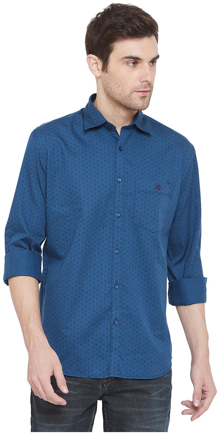 

Crimsoune Club Men Blue Printed Slim Fit Casual Shirt