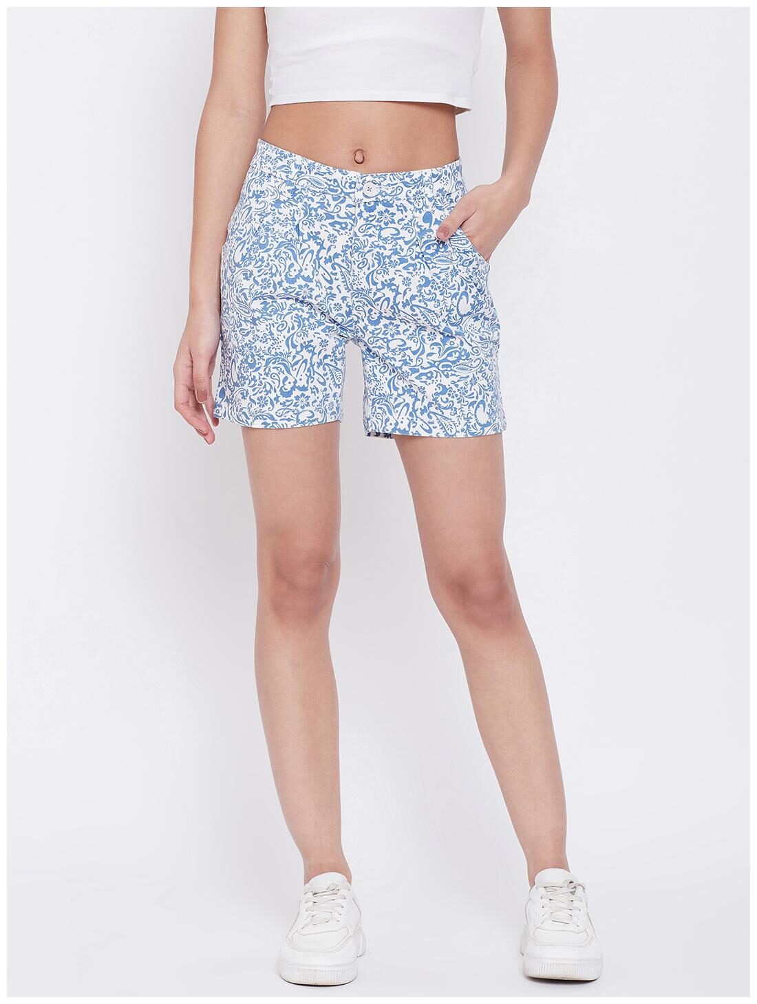 

Crimsoune Club Women Printed Chinos - Blue
