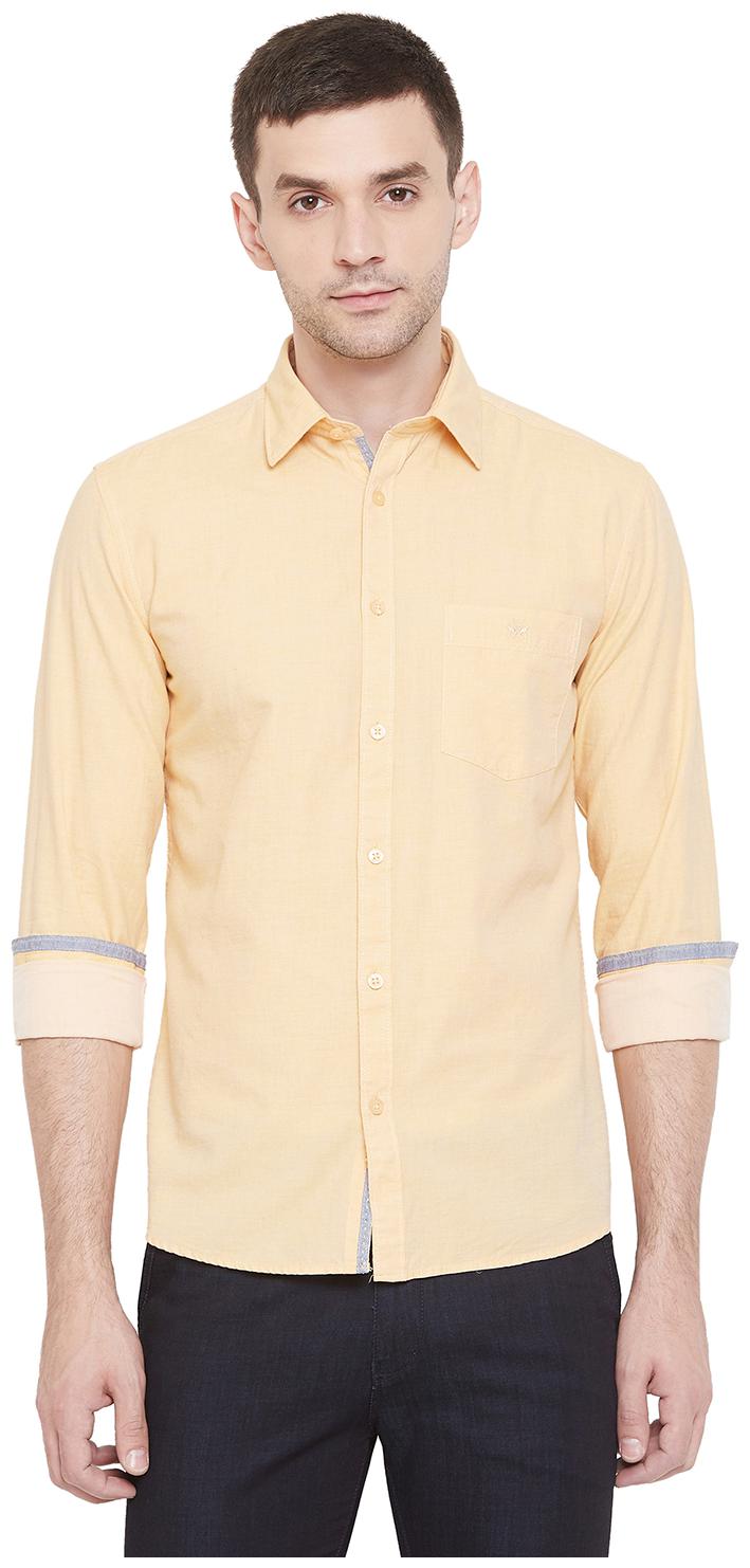 

Crimsoune Club Men Yellow Solid Slim Fit Casual Shirt