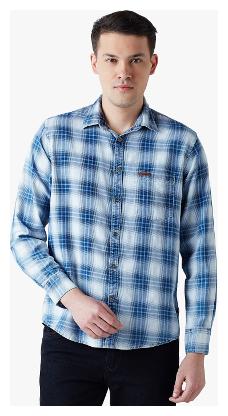

Crimsoune Club Men Blue Plaid Regular Fit Casual Shirt