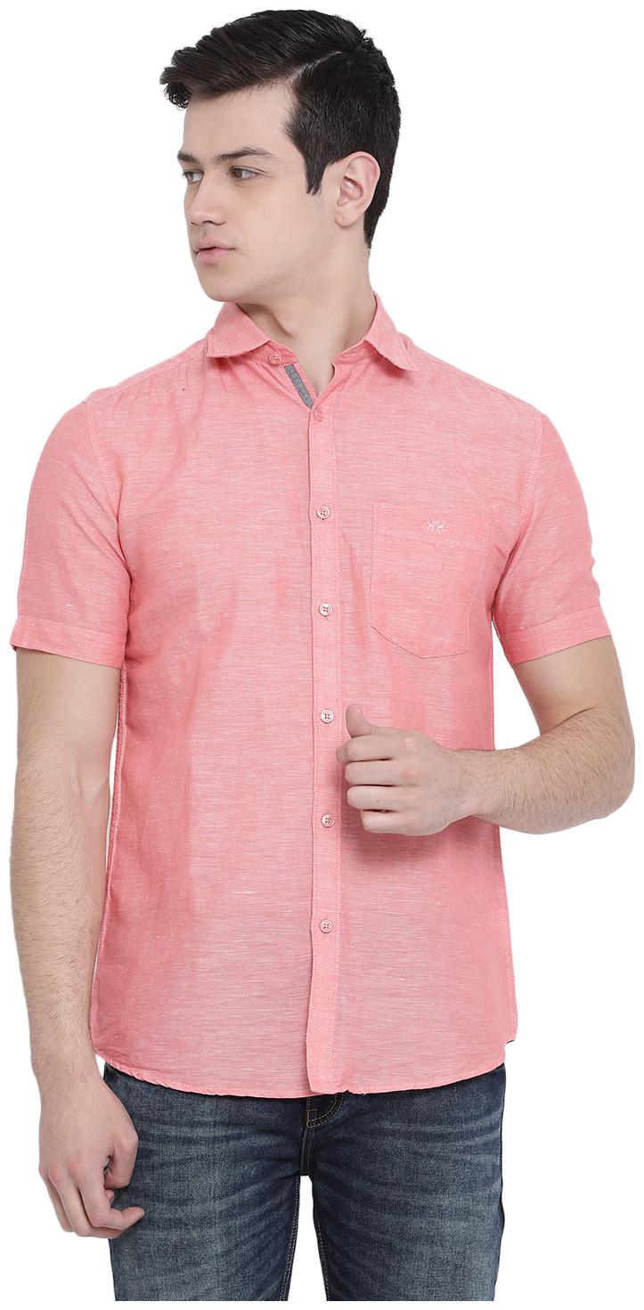 

Crimsoune Club Men Pink Solid Slim Fit Casual Shirt