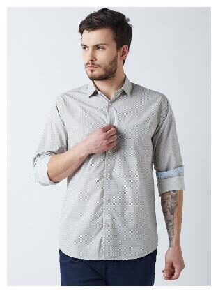 

Crimsoune Club Men Grey Printed Slim Fit Casual Shirt